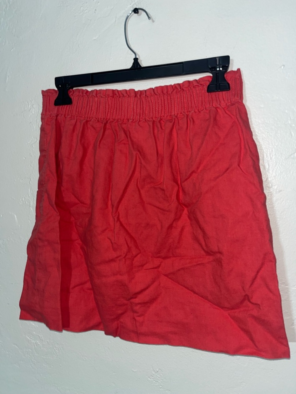 J. Crew Natural Fibers Lined Mini Skirt Women’s 4 Hot Coral Scrunch Waist 4 EUC